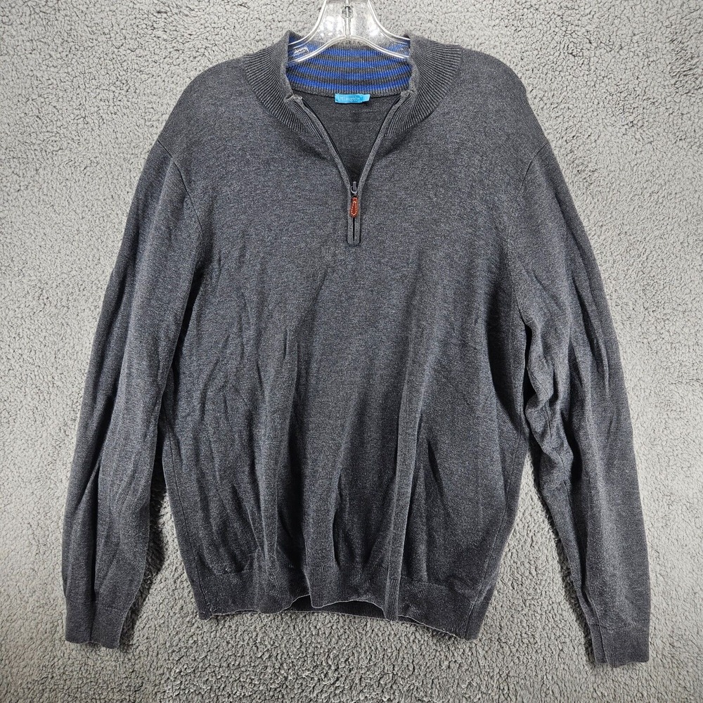 J. McLaughlin Long Sleeve Jumper Pullover Sweater Men's‎ L Grey Quarter 1/4 Zip